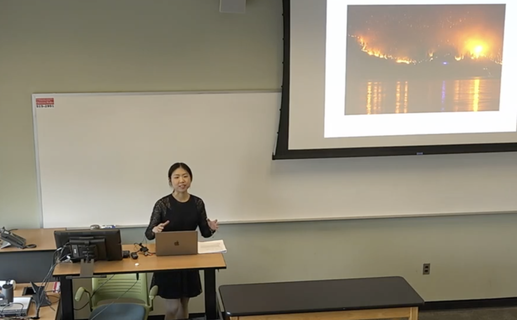 Zhen teaches how wildfires affect air quality and climate change.